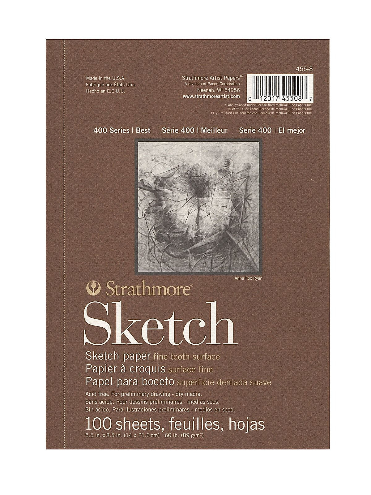 Strathmore 400 Series 5.5" x 8.5" Wire Bound Sketch Pad, 100 Sheets/Pad, 4/Pack (46476-PK4)