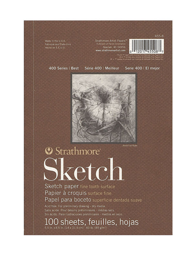 Strathmore 400 Series 5.5" x 8.5" Wire Bound Sketch Pad, 100 Sheets/Pad, 4/Pack (46476-PK4)