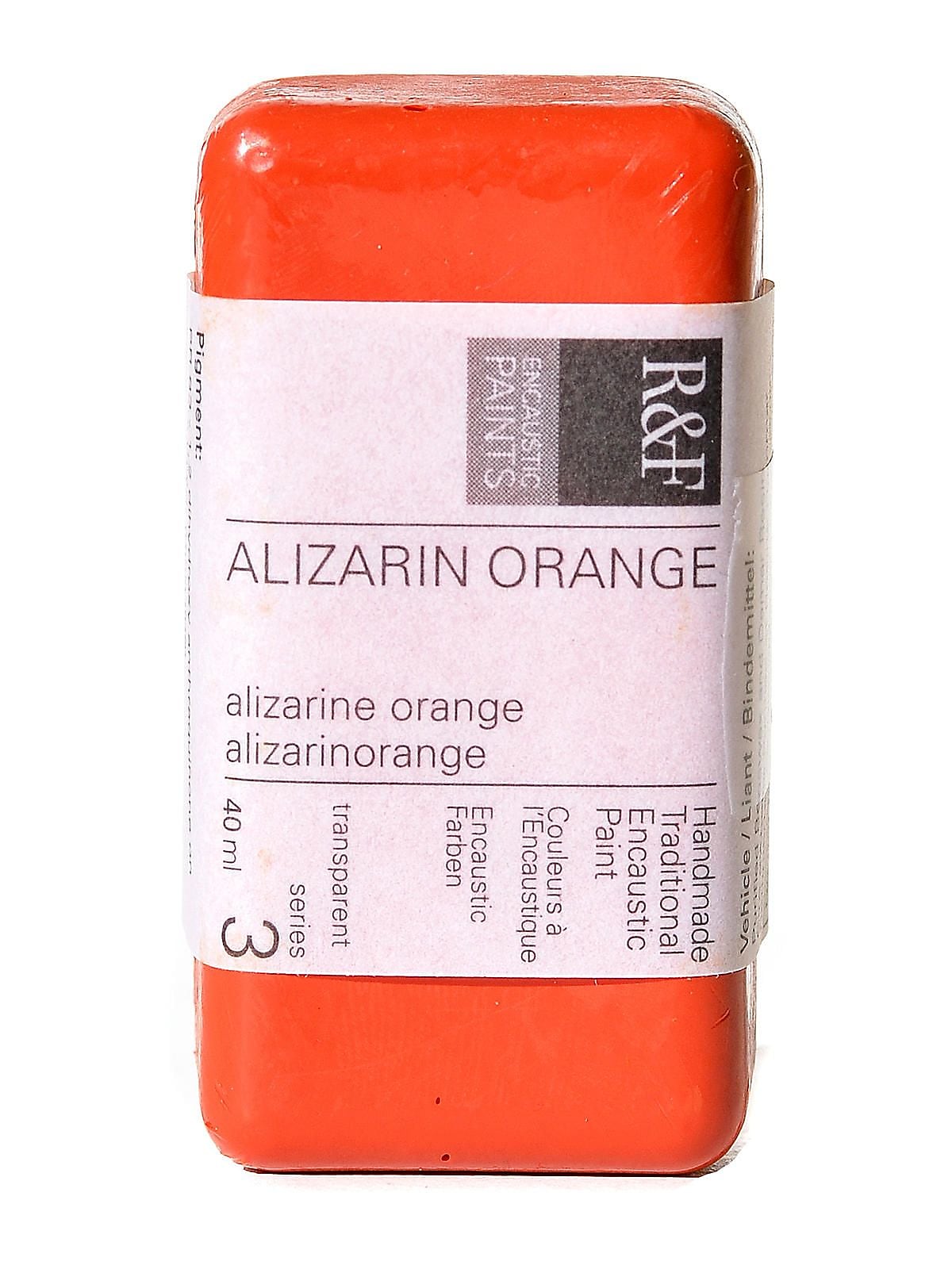 R  And  F Handmade Paints Encaustic Paint Alizarin Orange 40 Ml