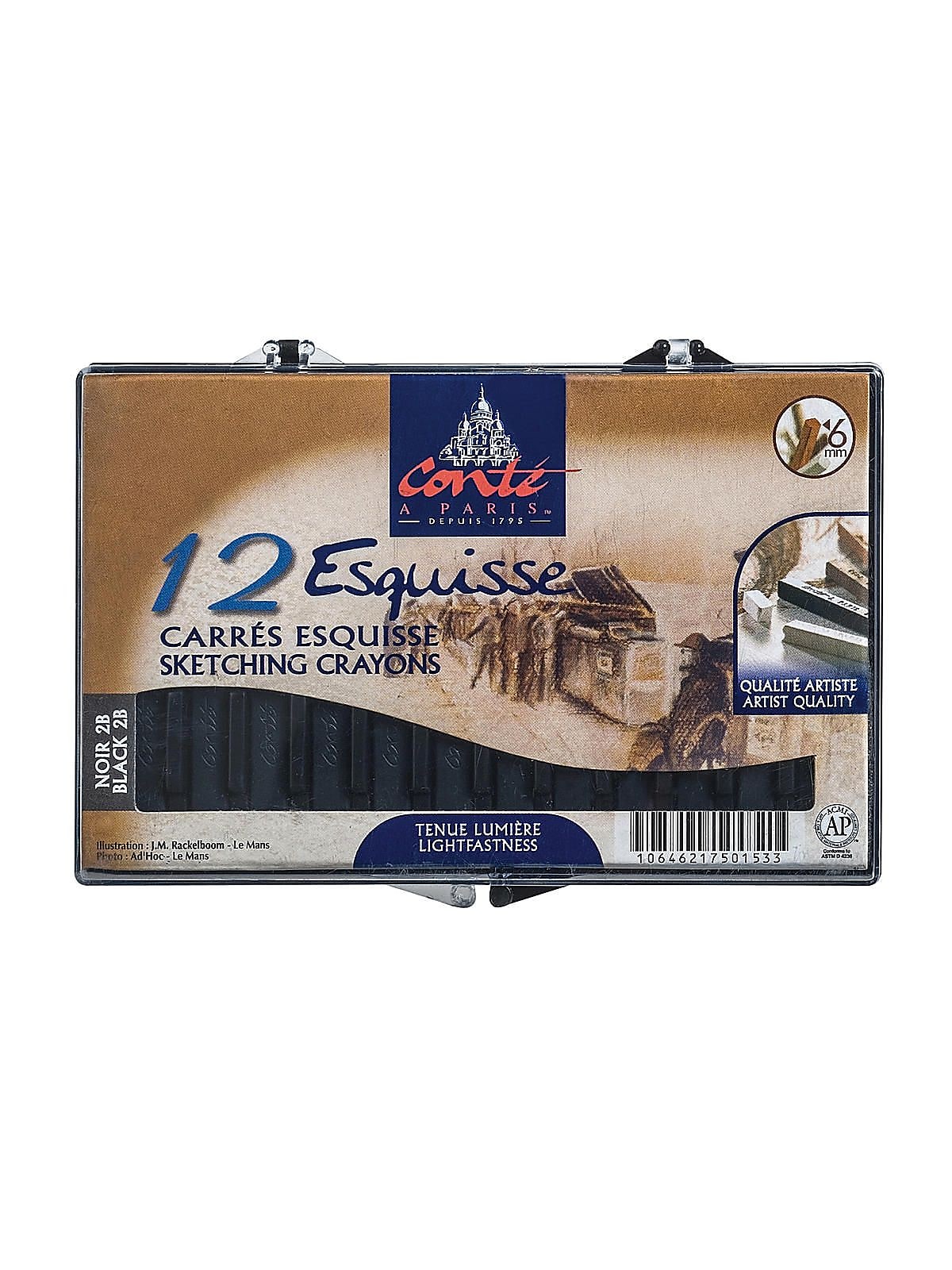 Conte Crayons, 2b, Black, 12/Box