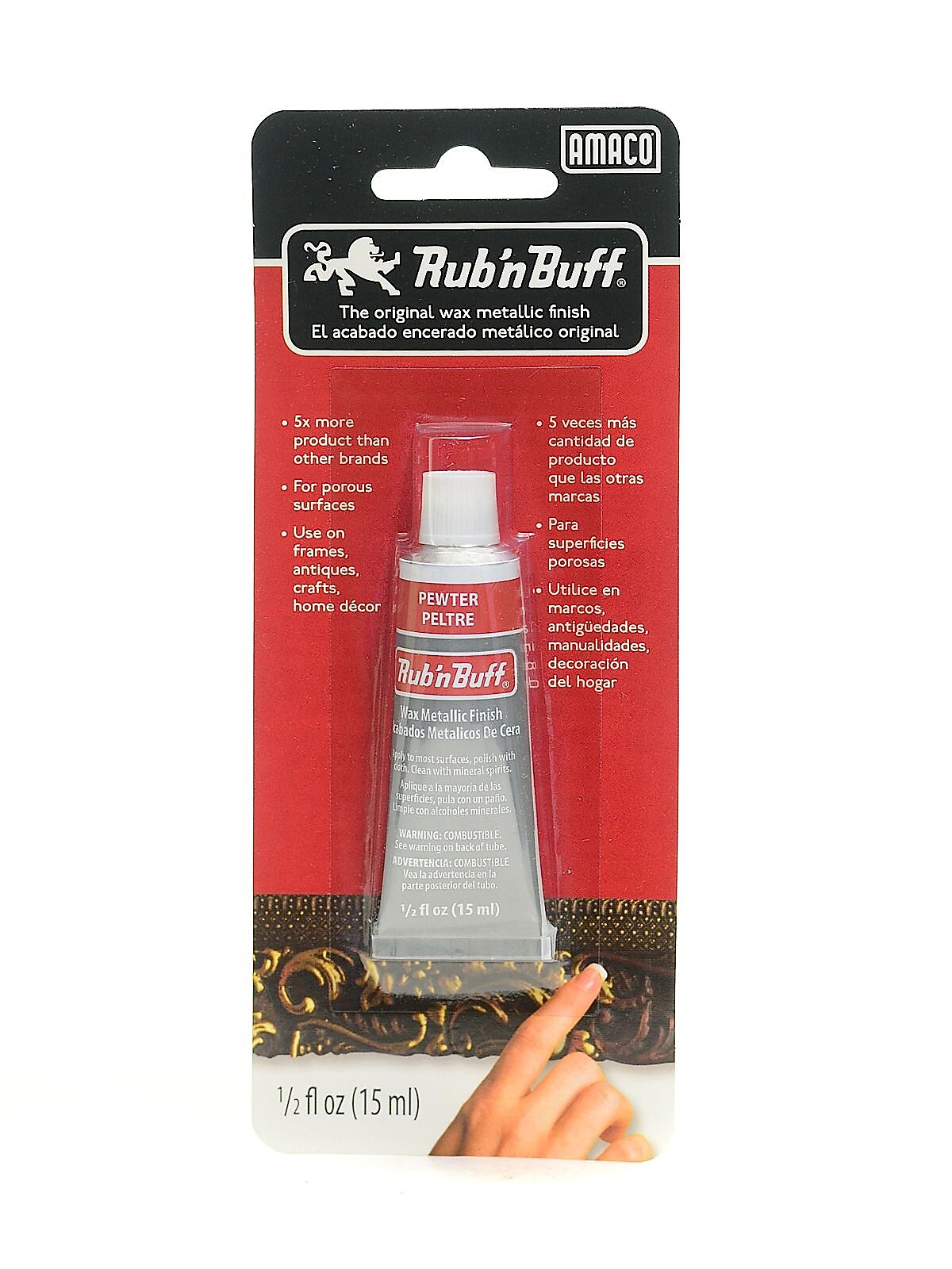 Rub 'N Buff The Original Wax Metallic Finish Pewter [Pack Of 3]