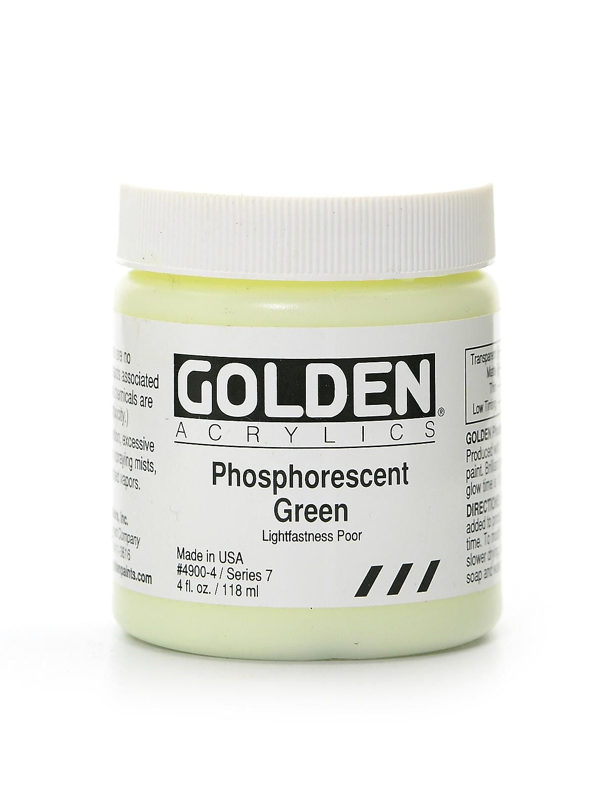 Golden Heavy Body Acrylics Phosphorescent Green 4 Oz. (12055)