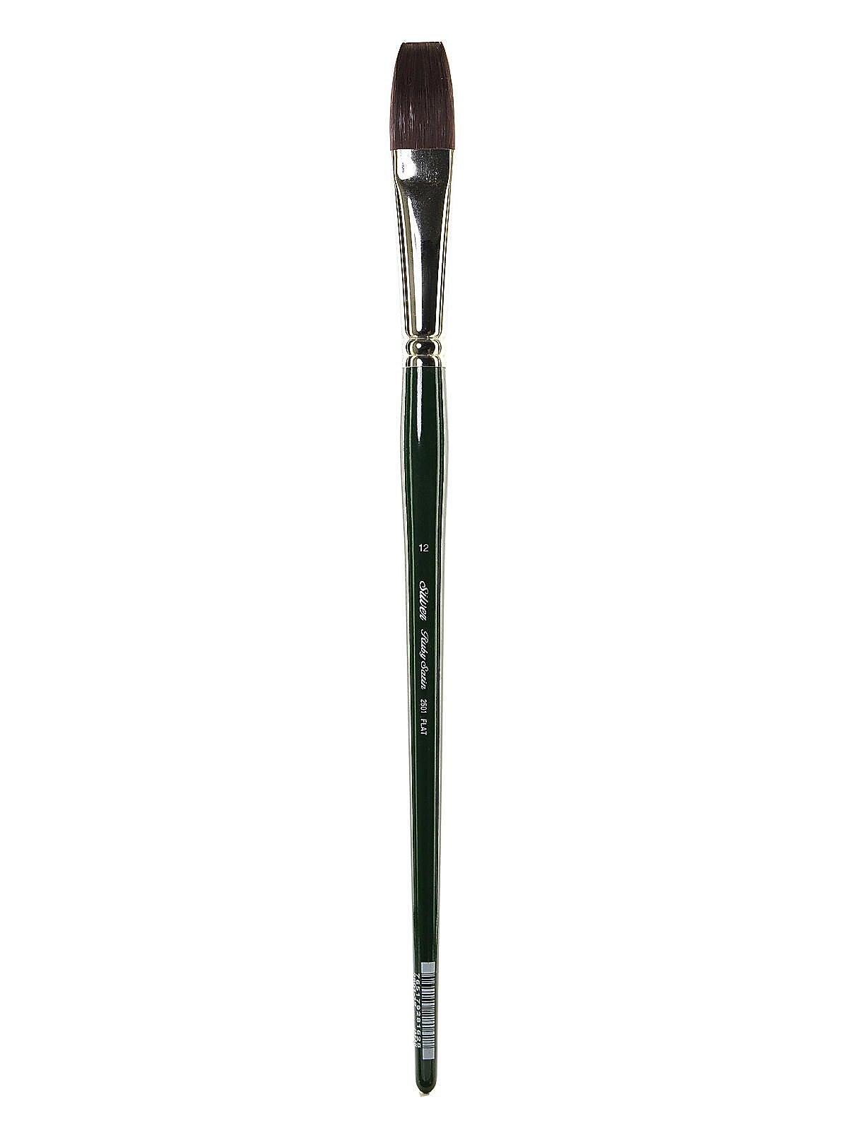 Silver Brush Ruby Satin Series Synthetic Brushes, Long Handle, 12-Flat 2501 (11273)