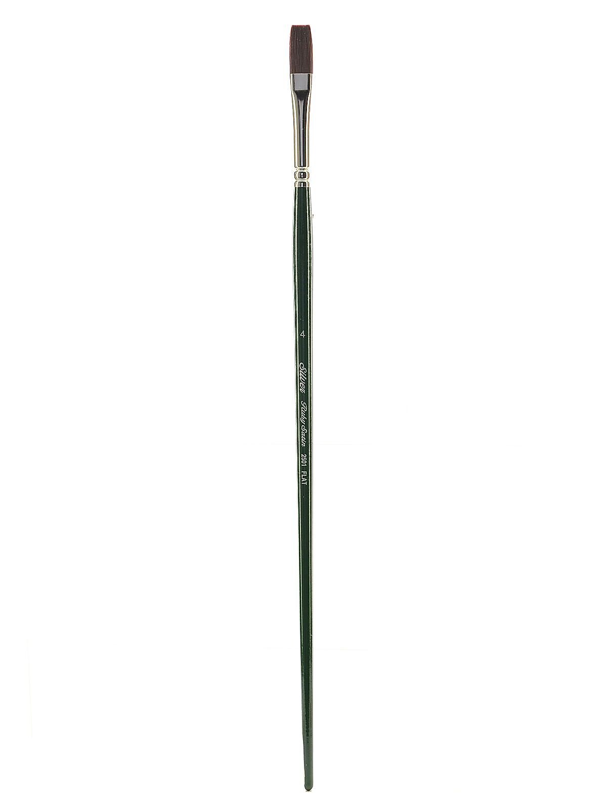 Silver Brush Ruby Satin Series Synthetic Brush, Long Handle, 4, Flat, 2501 (39381)