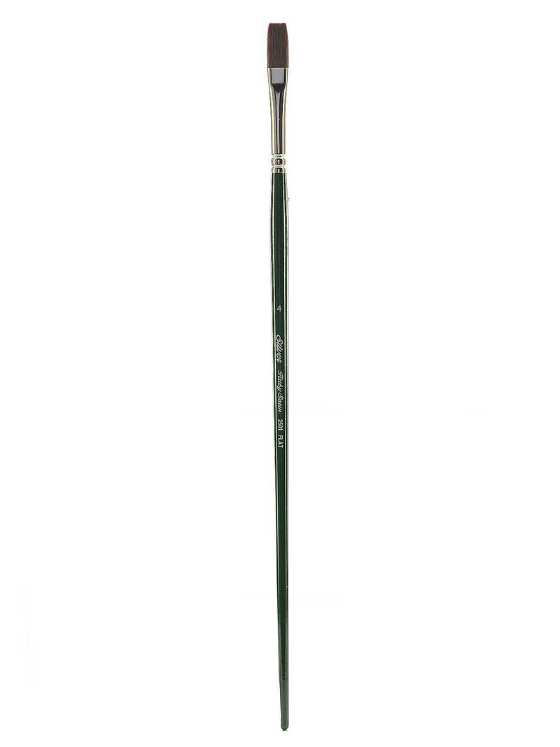 Silver Brush Ruby Satin Series Synthetic Brush, Long Handle, 4, Flat, 2501 (39381)
