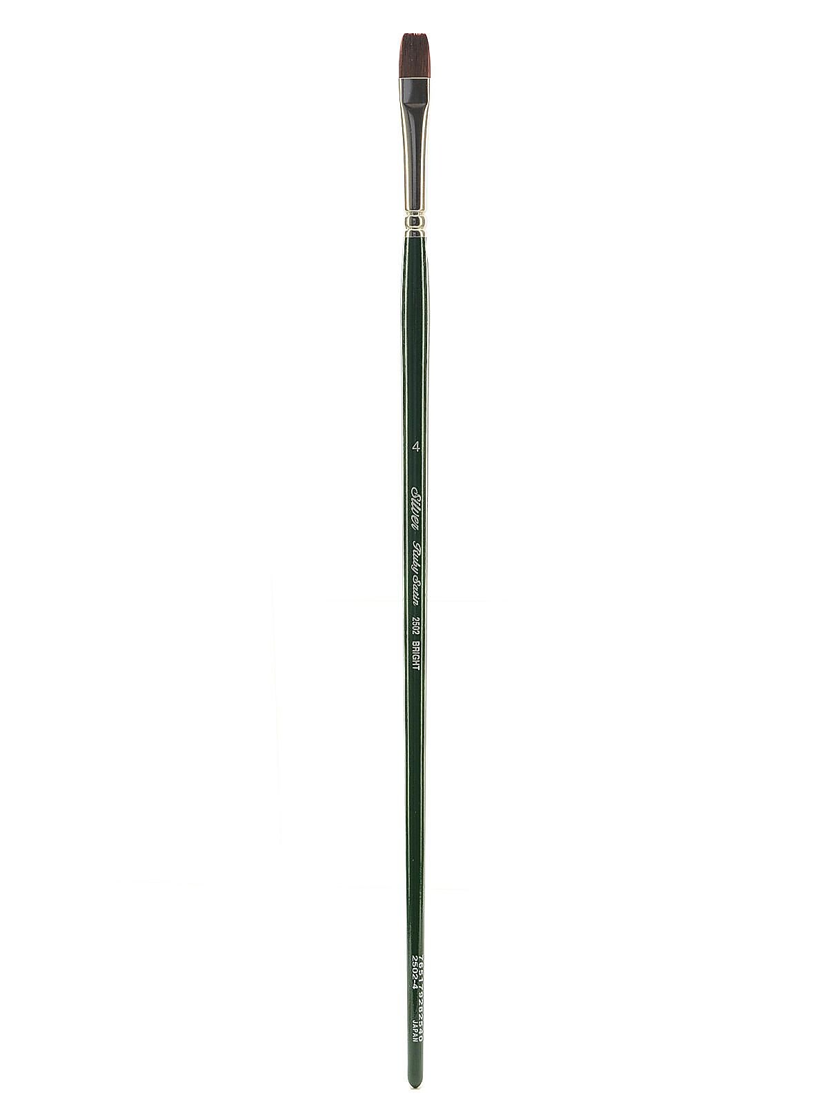 Silver Brush Ruby Satin Series Synthetic Brushes, Long Handle, 4-Bright 2502 (54319)