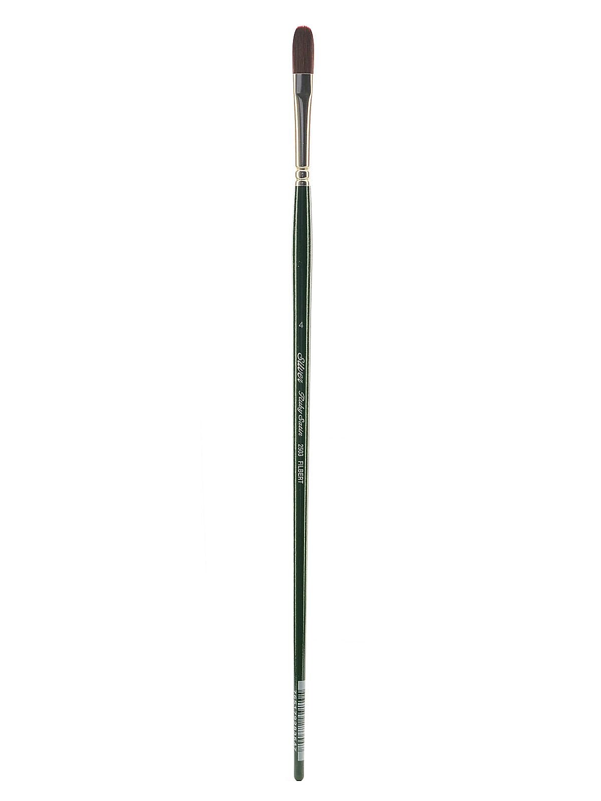 Silver Brush Ruby Satin Series Synthetic Brushes, Long Handle 4 Filbert No 2503 (83608)