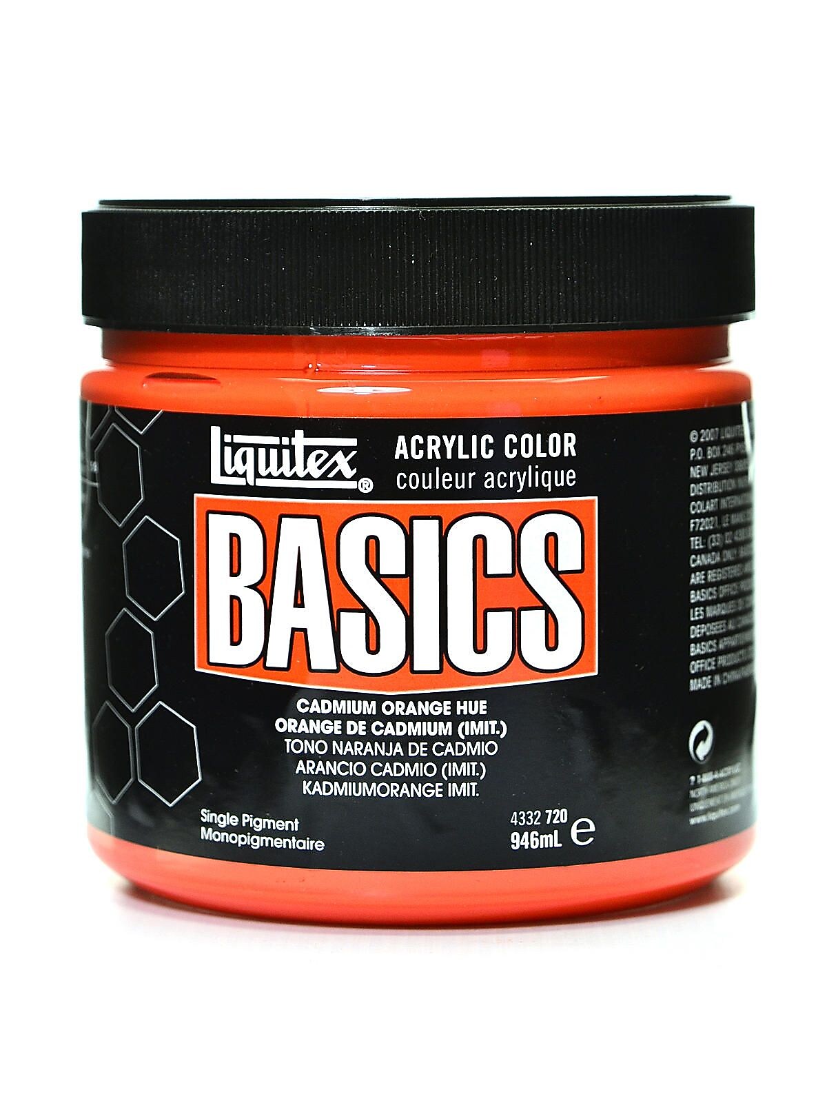 Liquitex Basics Acrylics Colors, Cadmium Orange Hue, 32Oz Jar (79548)
