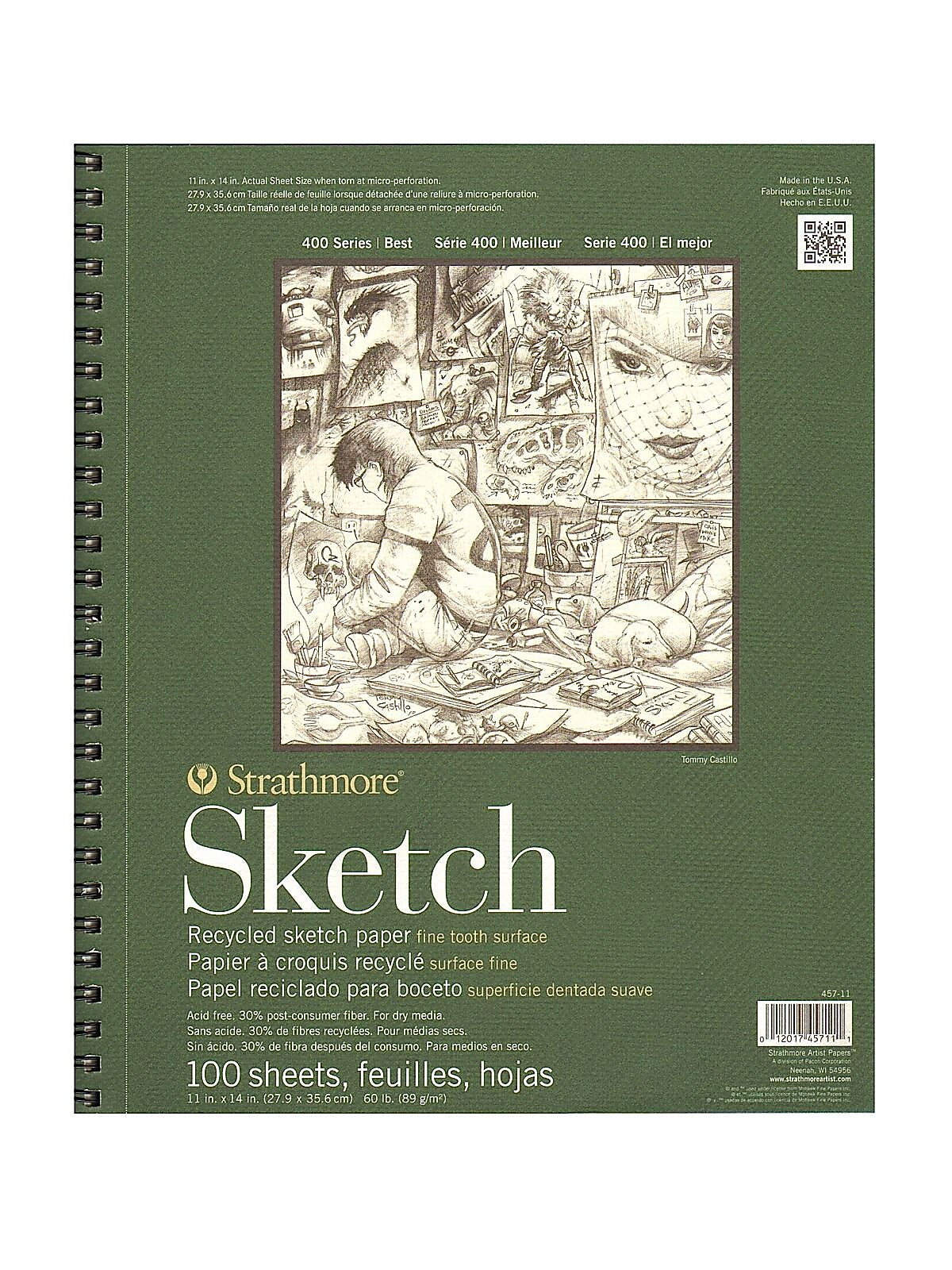 Strathmore 400 Series 11" x 14" Wire Bound Sketch Pad, 100 Sheets/Pad, 2/Pack (40578-PK2)