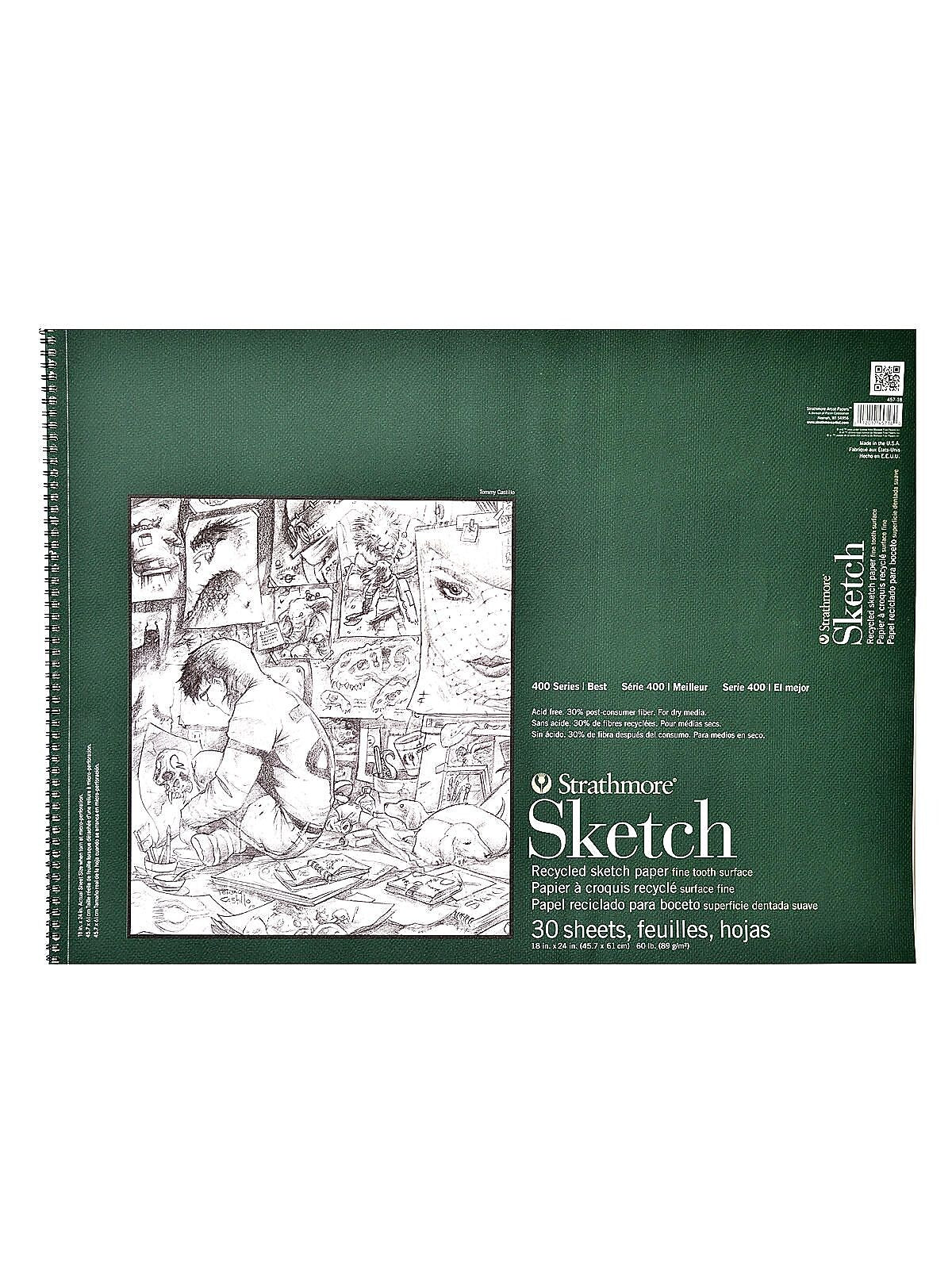 Strathmore 400 Series 18" x 24" Wire Bound Sketch Pad, 30 Sheets/Pad, 2/Pack (63154-PK2)