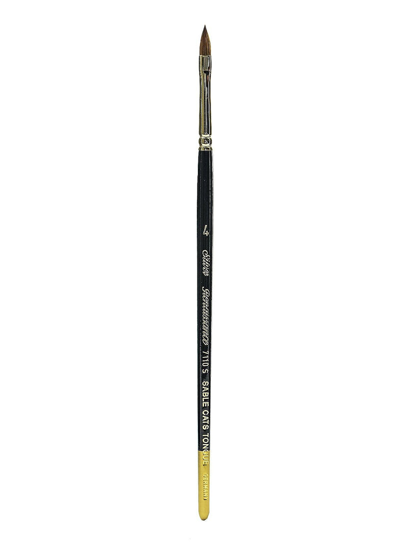 Silver Brush Renaissance Series Brushes Short Handle, 4 Cat's Tongue (52840)
