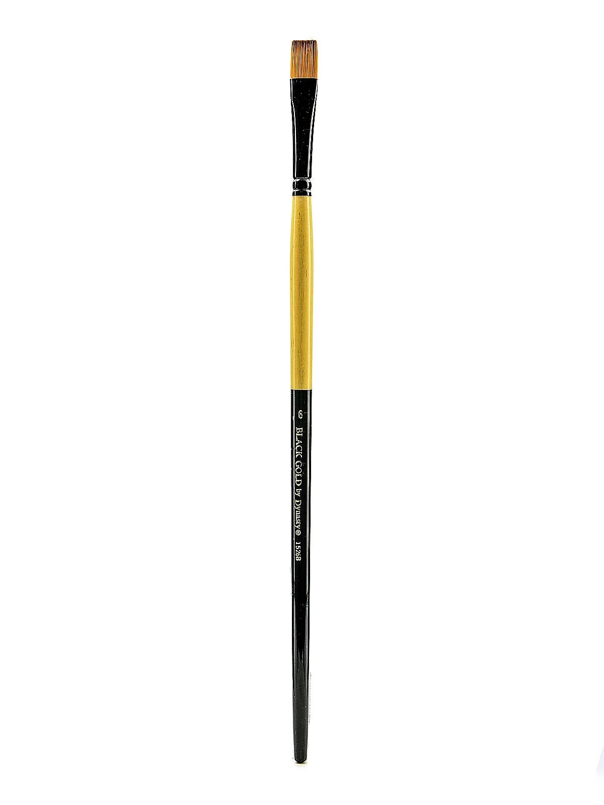 Dynasty Black Gold Series Long Handled Synthetic Brushes, 6 Bright 1526B (38405)