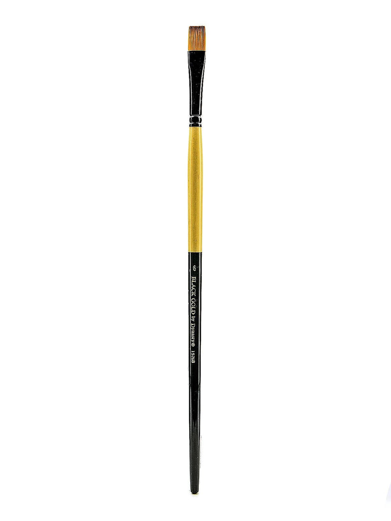 Dynasty Black Gold Series Long Handled Synthetic Brushes, 6 Bright 1526B (38405)
