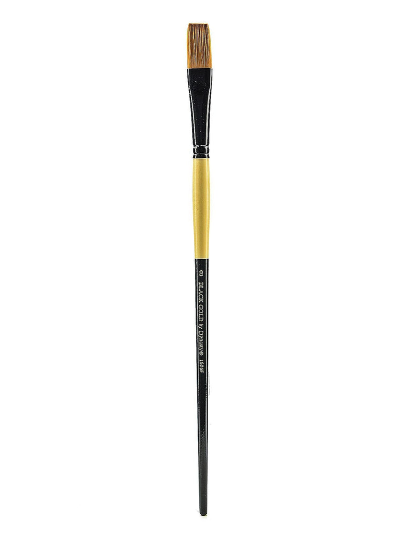 Dynasty Black Gold Series Long Handled Synthetic Brushes, 8 Flat 1526F (69462)