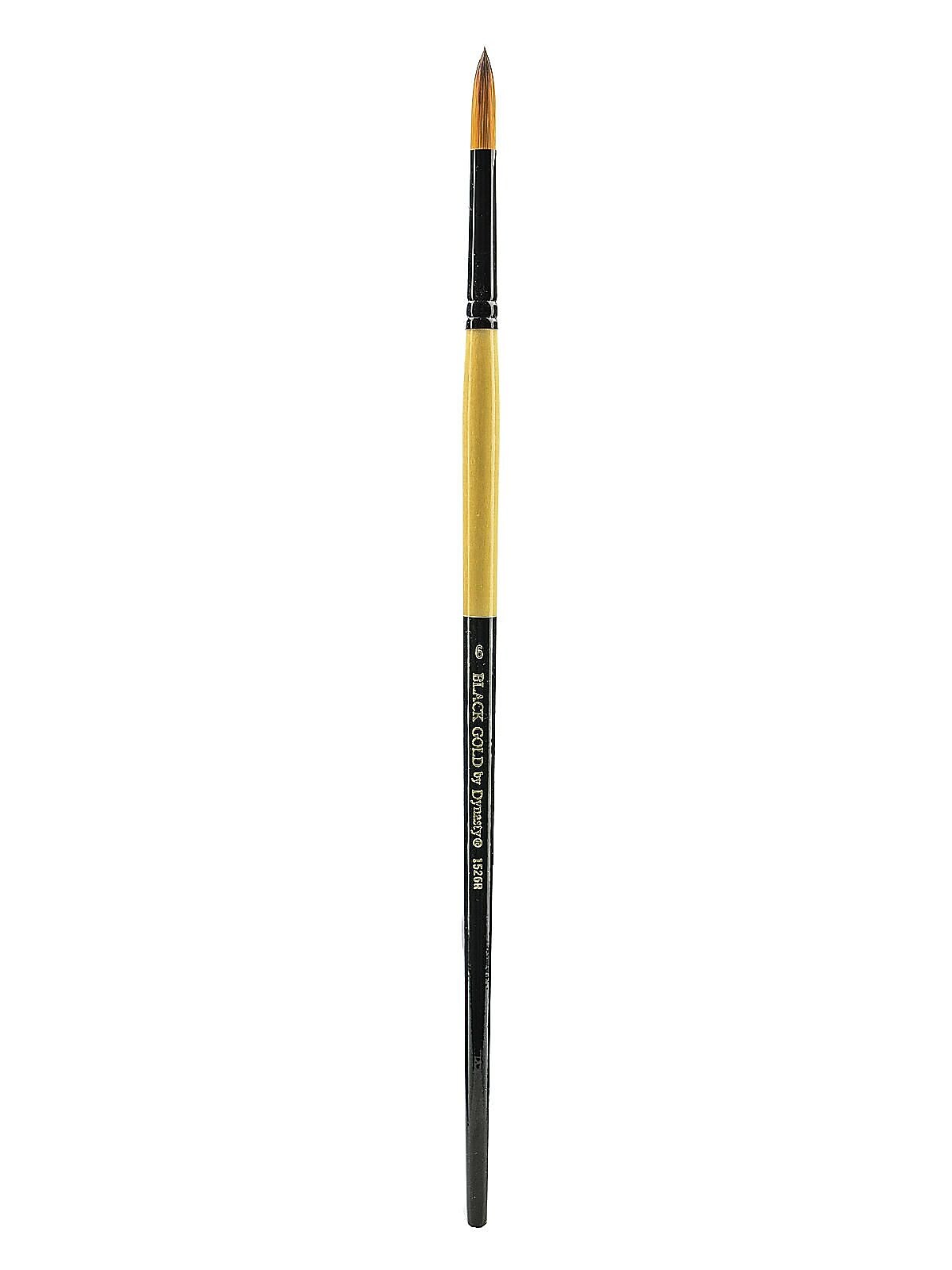 Dynasty Black Gold Series Long Handled Synthetic Brushes, 6 Round 1526R (82188)