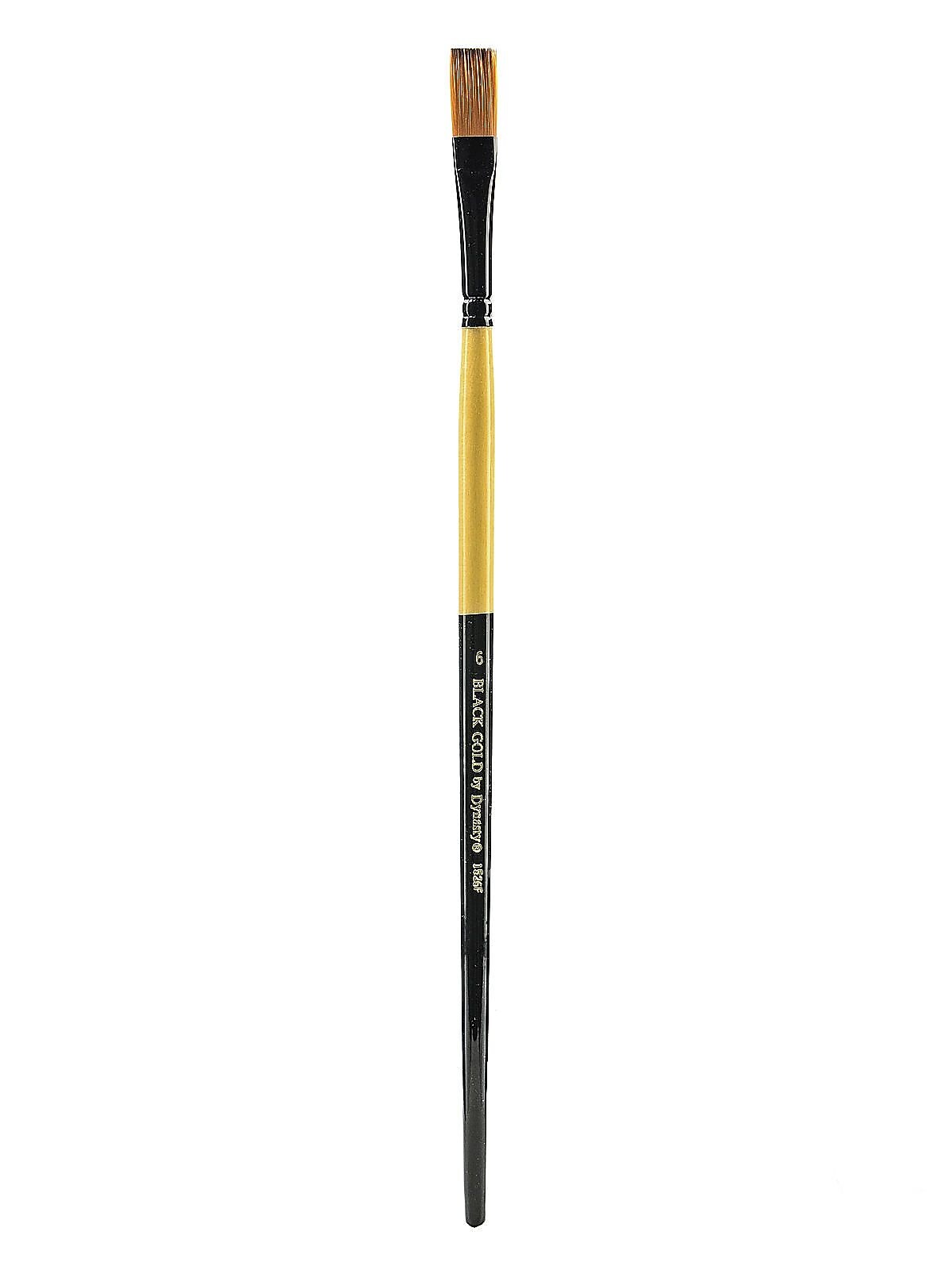 Dynasty Black Gold Series Long Handled Synthetic Brushes, 6 Flat No 1526F (84634)