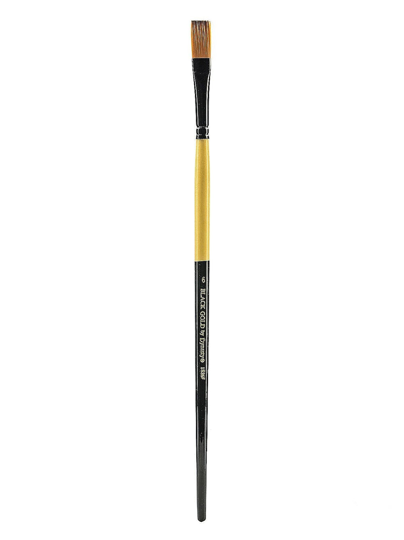 Dynasty Black Gold Series Long Handled Synthetic Brushes, 6 Flat No 1526F (84634)