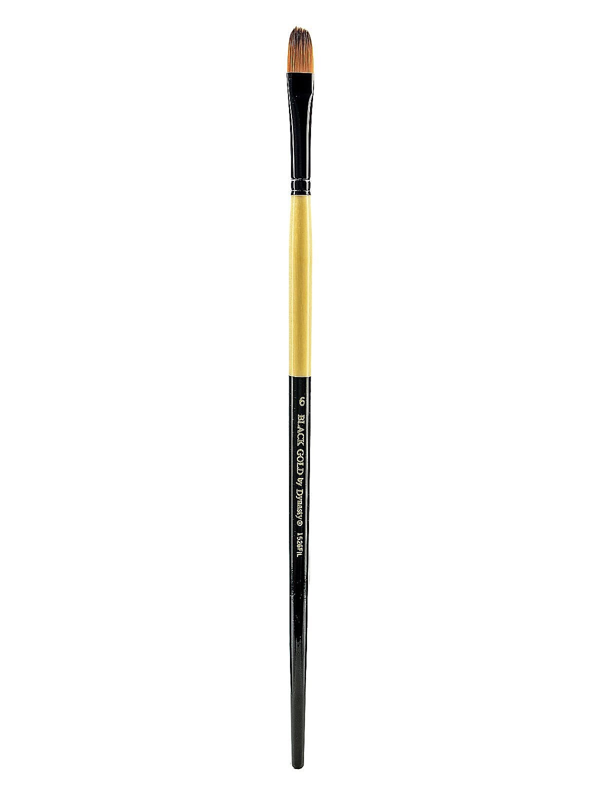 Dynasty Black Gold Series Long Handled Synthetic Brush, 6, Filbert 1526Fil (87857)