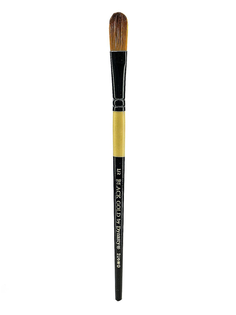 Dynasty Black Gold Series Synthetic Brushes, Short Handle 1/2" Oval Wash (44547)