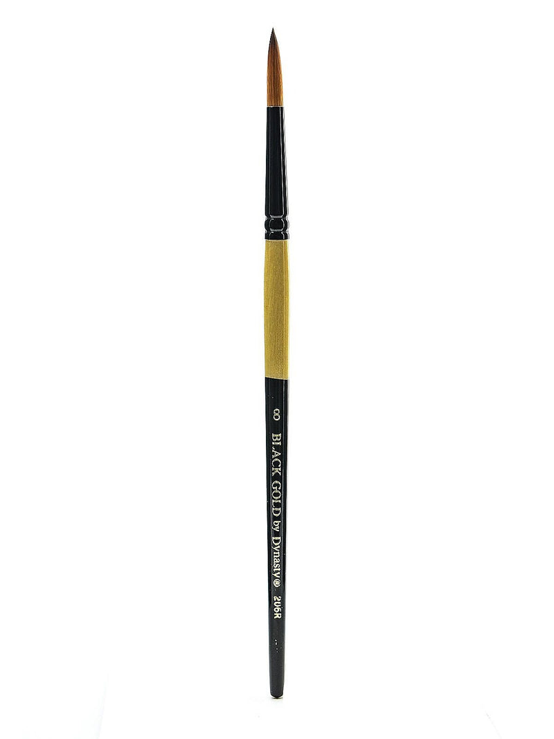 Dynasty Black Gold Series Synthetic Brushes Short Handle, 8-Round (50641)