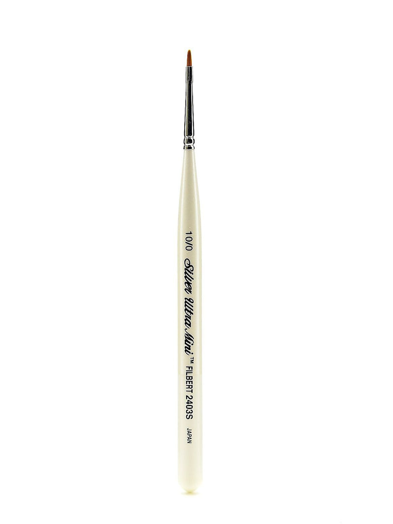 Silver Brush Ultra Mini Series Golden Taklon Brushes, 10/0 Filbert (78055)