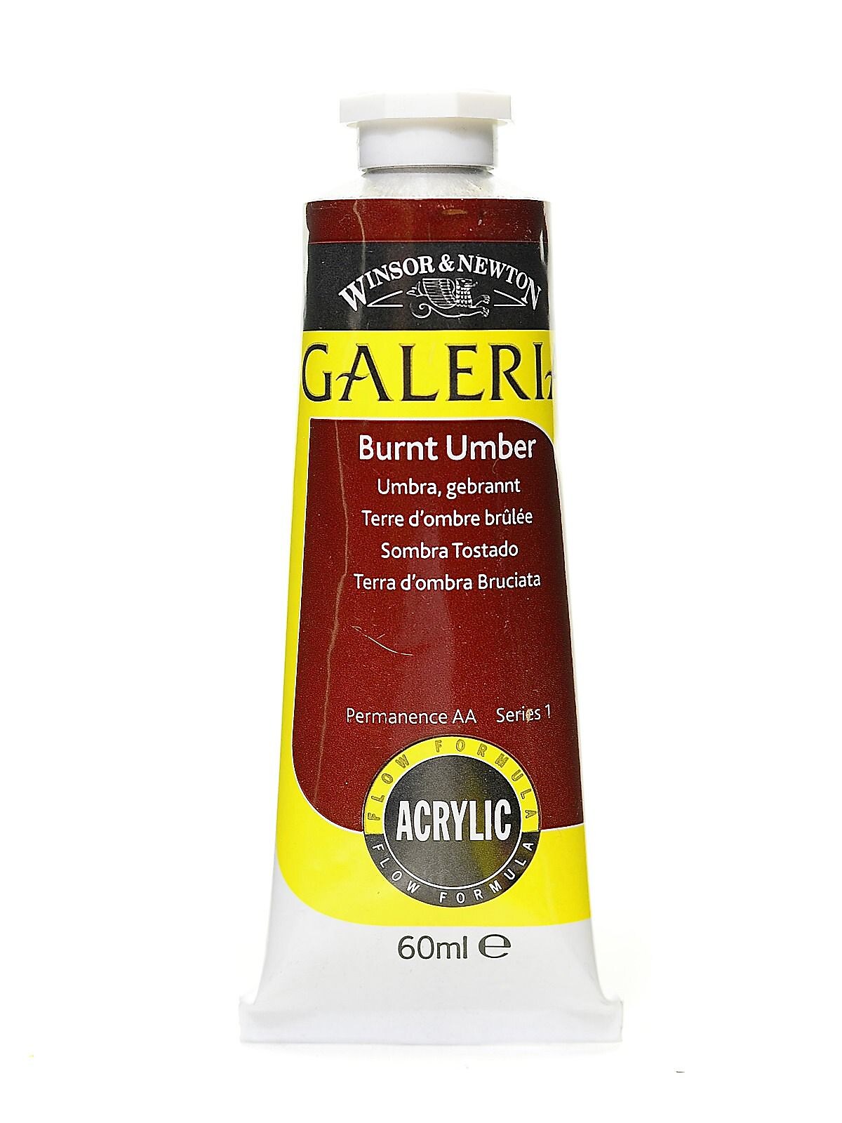 Winsor And Newton Galeria Flow Formula Acrylic Colours, Burnt Umber, 60Ml, No 76, 4/Pack (83117-Pk4)