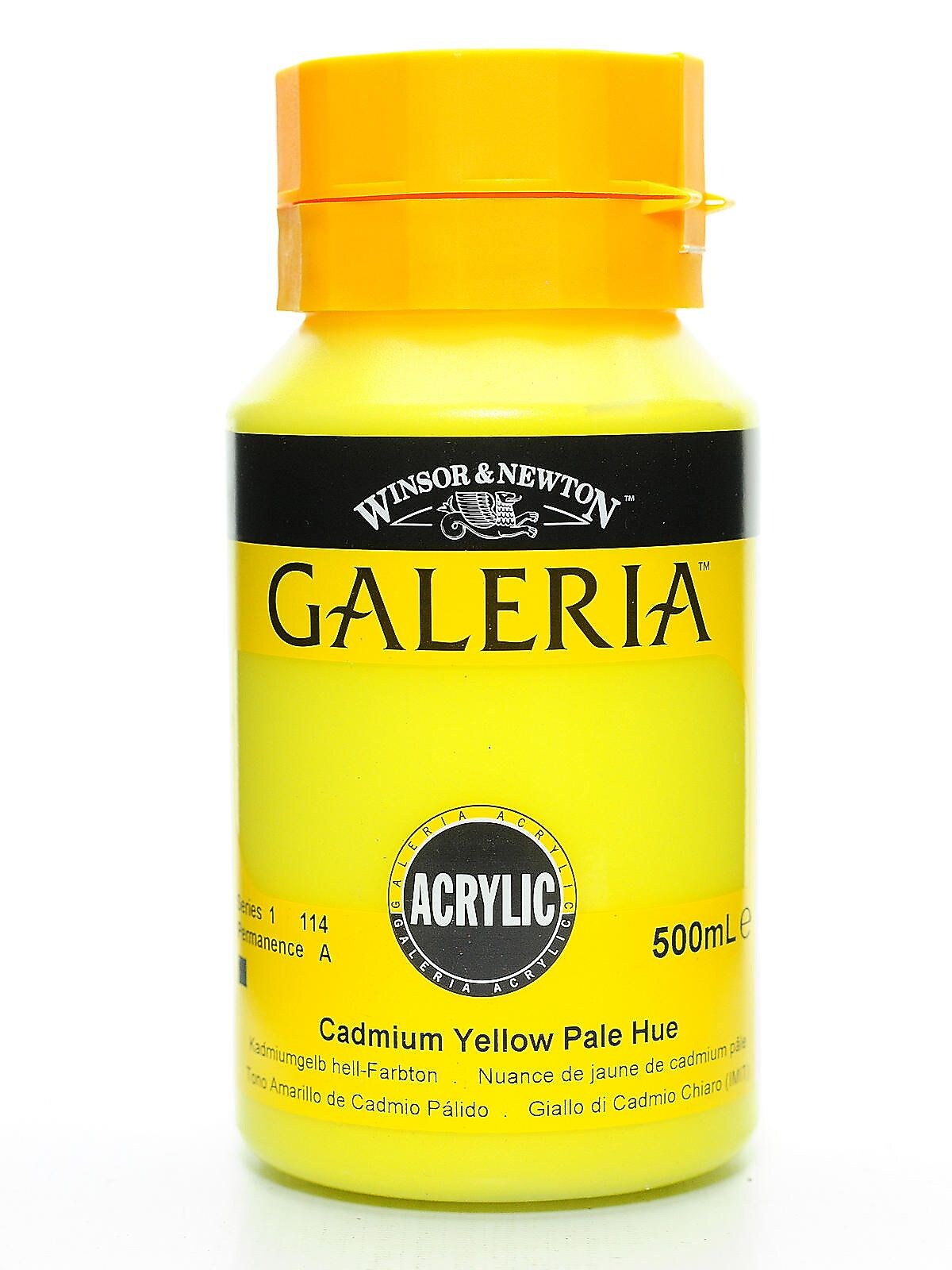 Winsor & Newton Galeria Flow Formula Acrylic Colours, Cadmium Yellow Pale Hue No 114, 500Ml (85917)
