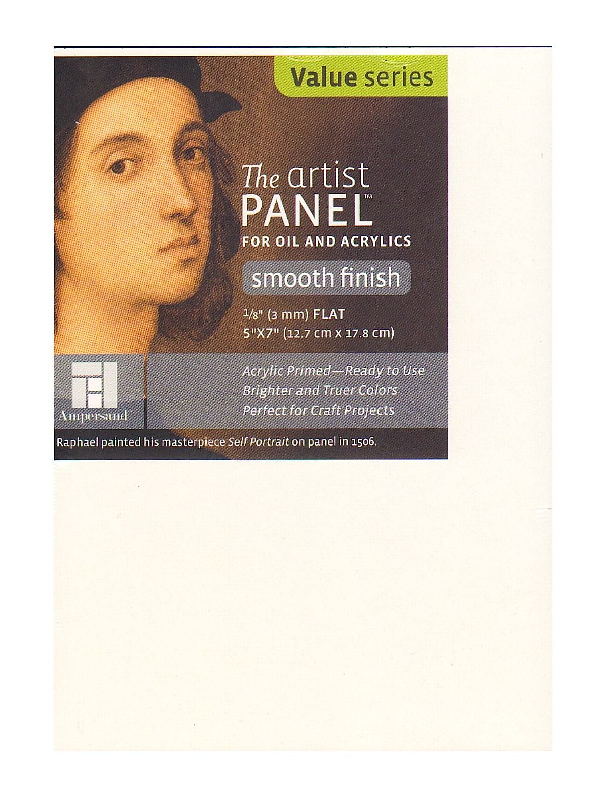 Ampersand The Artist Panel Primed White Canvas Panel, 5" x 5", 10/Pack (60834-PK10)