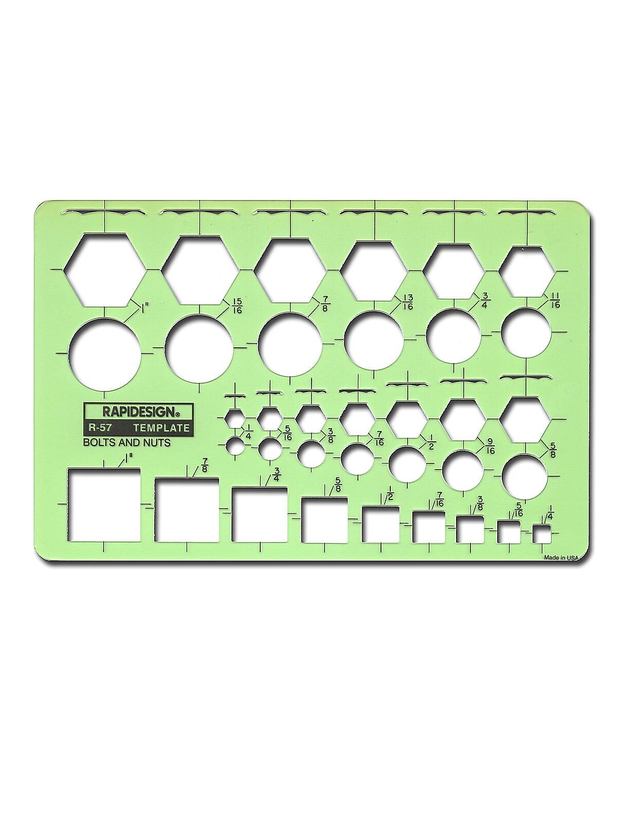 Rapidesign Architectural And Contractors Templates Bolts And Nuts 1/8 In. = 1 Ft.