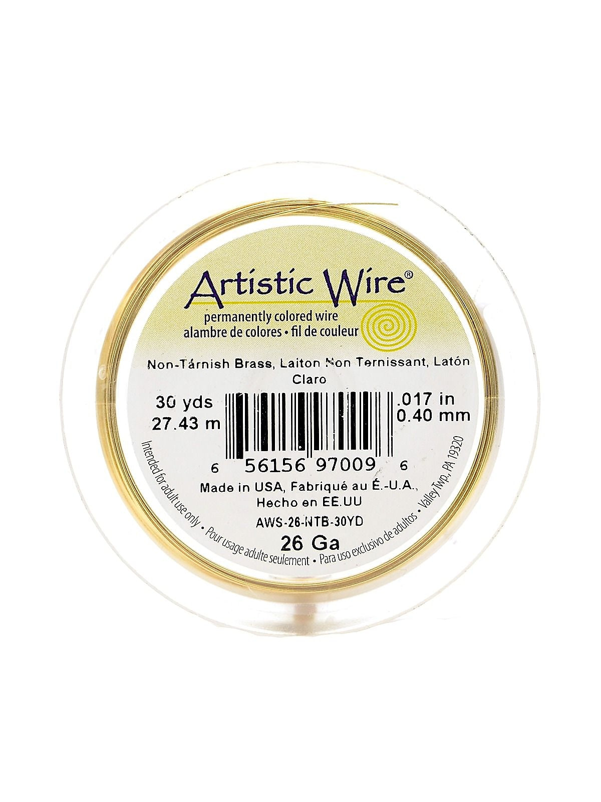 Artistic Wire Spools 30 Yd. Non-Tarnish Brass 26 Gauge [Pack Of 4]