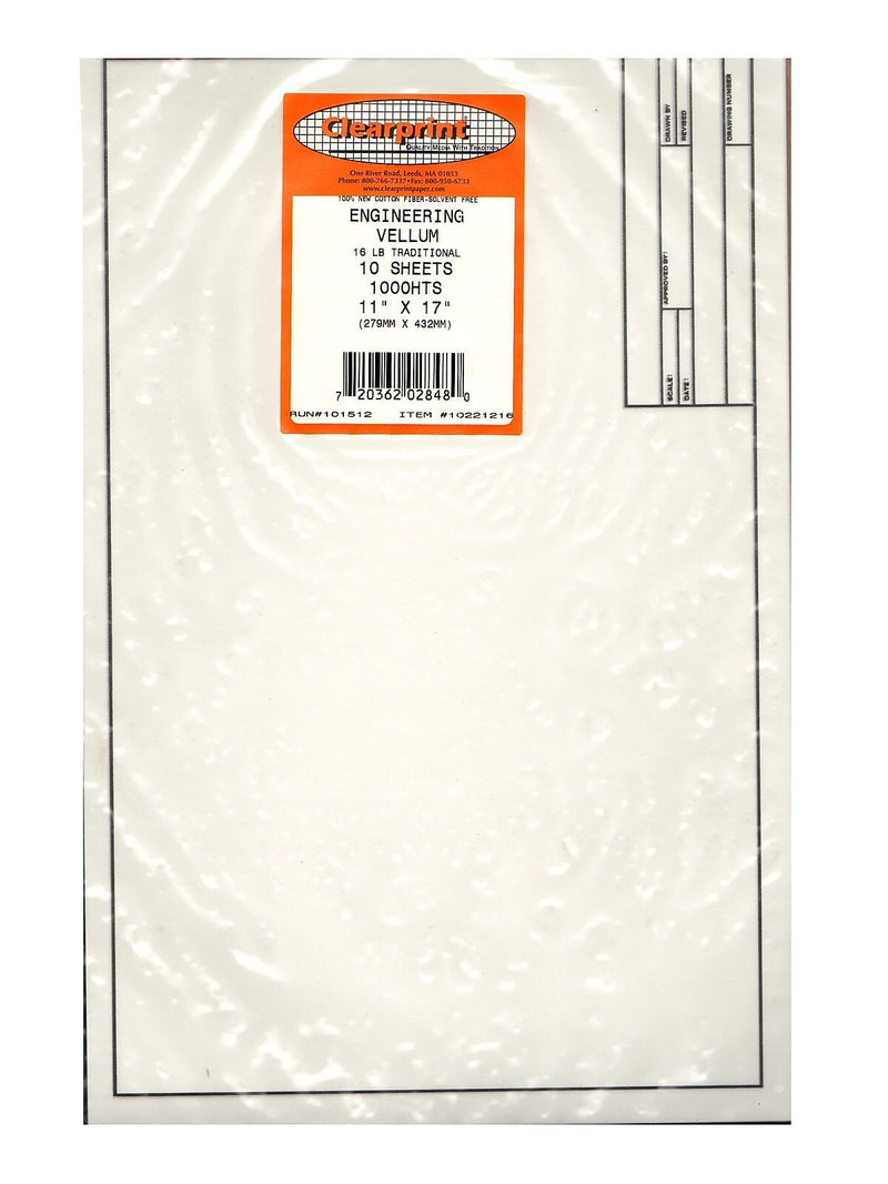 Clearprint Engineering Vellum 11 In. X 17 In. Pack Of 10