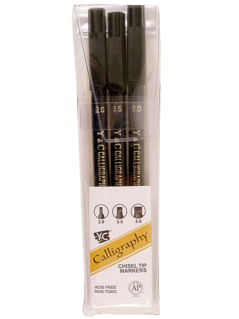 Yasutomo Calligraphy Chisel Tip Marker Set set of 3 [Pack of 4]