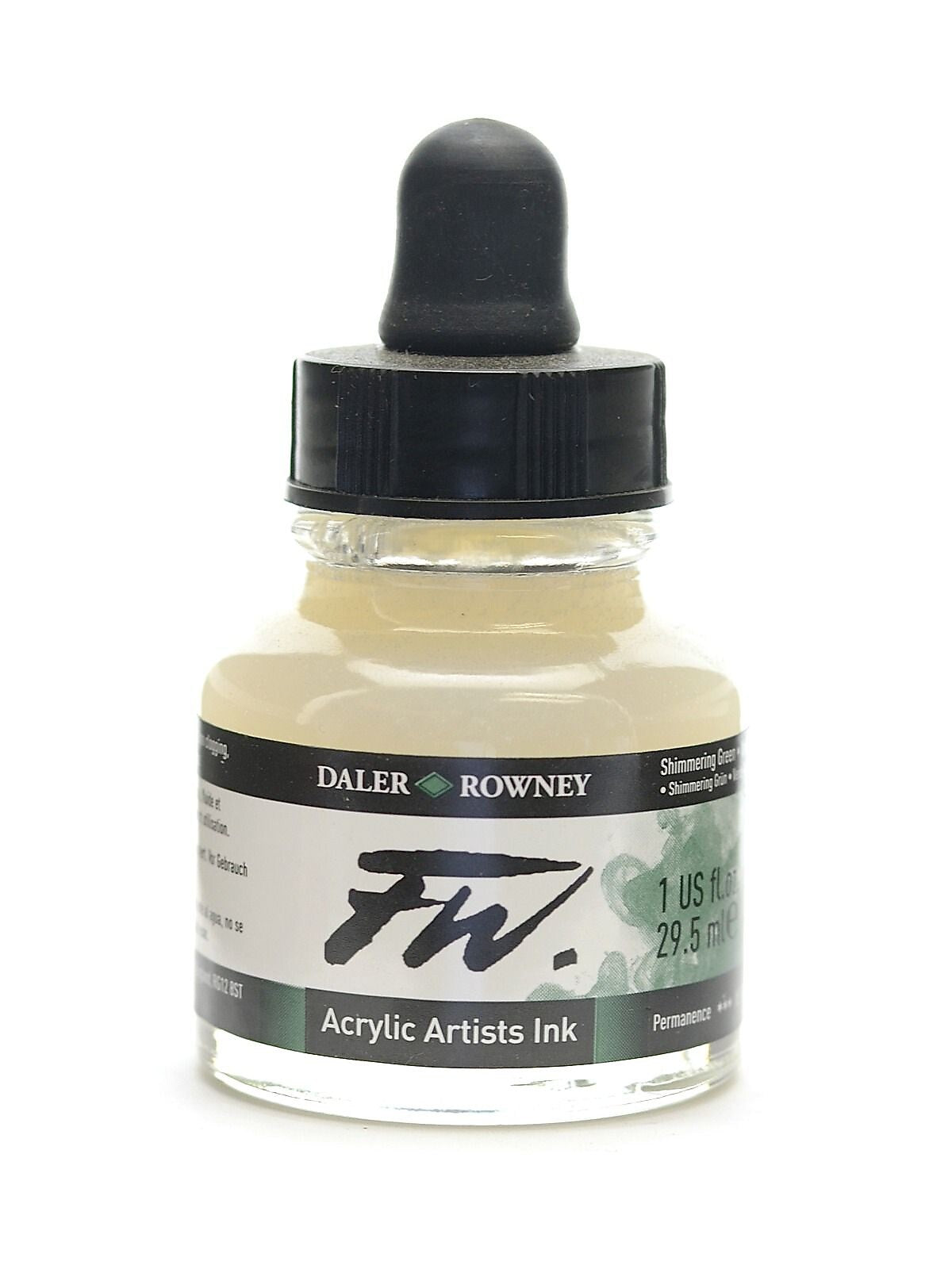 Daler-Rowney Fw Pearlescent And Shimmering Liquid Acrylic, Green, 1Oz, 2/Pack (65212-Pk2)