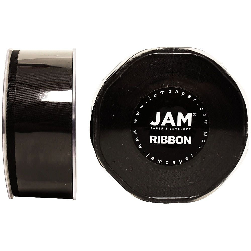 JAM Paper Double Faced Satin Ribbon, Black (808SABL25)