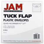 JAM Paper Plastic Envelopes with Tuck Flap Closure, Square, 6.125 x 6.125, Clear, 12/Pack (1541747)