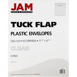 JAM Paper Plastic Envelopes with Tuck Flap Closure, Open End, 11 x 14, Clear, 12/Pack (1541749)