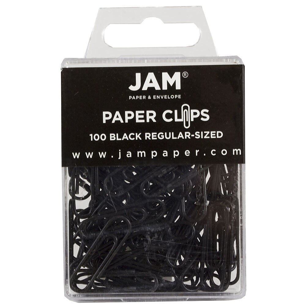 JAM Paper Small Paper Clips, Black, 3 Packs of 100 (2183750B)