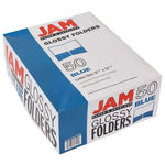 JAM Paper Laminated 2-Pocket Glossy Presentation Folders, Blue, 25/Pack (385GBUD)