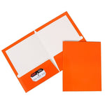 JAM Paper Laminated 2-Pocket Glossy Presentation Folders, Orange, 25/Pack (385GORD)