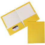 JAM Paper Laminated 2-Pocket Glossy Presentation Folders, Yellow, 25/Pack (385GYED)