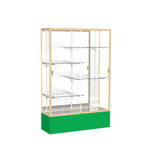 Ghent Spirit 48"W x 72"H x 16"D Floor Case, Mirror Back, Champagne Finish, Kelly Green Base