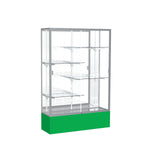 Ghent Spirit 48"W x 72"H x 16"D Floor Case, Mirror Back, Satin Finish, Kelly Green Base