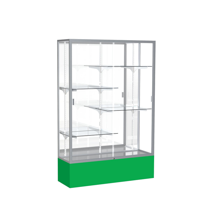 Ghent Spirit 48"W x 72"H x 16"D Floor Case, Mirror Back, Satin Finish, Kelly Green Base