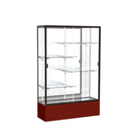 Ghent Spirit 48"W x 72"H x 16"D Floor Case, Mirror Back, Dk. Bronze Finish, Maroon Base