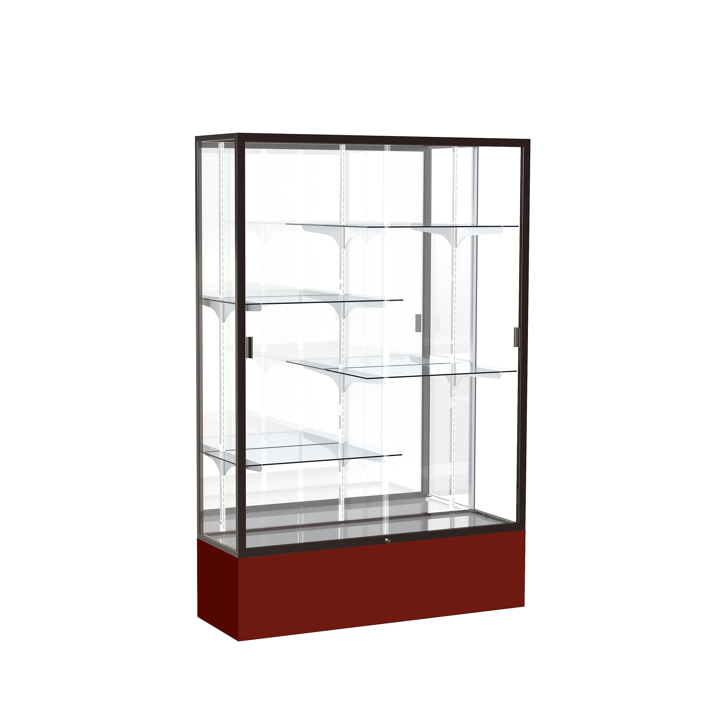 Ghent Spirit 48"W x 72"H x 16"D Floor Case, Mirror Back, Dk. Bronze Finish, Maroon Base