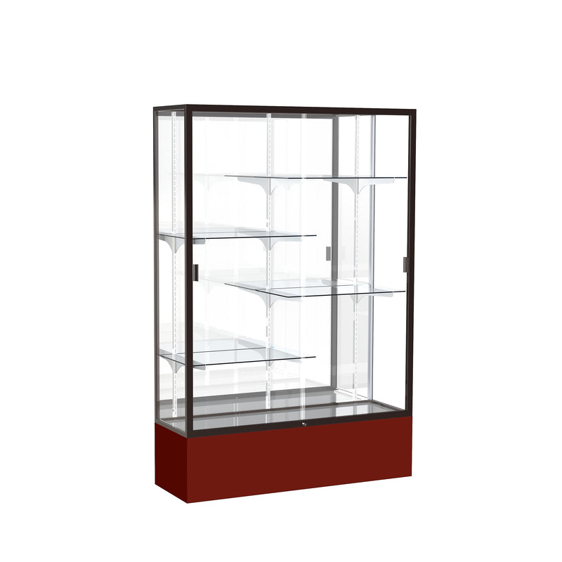 Ghent Spirit 48"W x 72"H x 16"D Floor Case, Mirror Back, Dk. Bronze Finish, Maroon Base