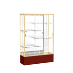 Ghent Spirit 48"W x 72"H x 16"D Floor Case, Mirror Back, Champagne Finish, Maroon Base