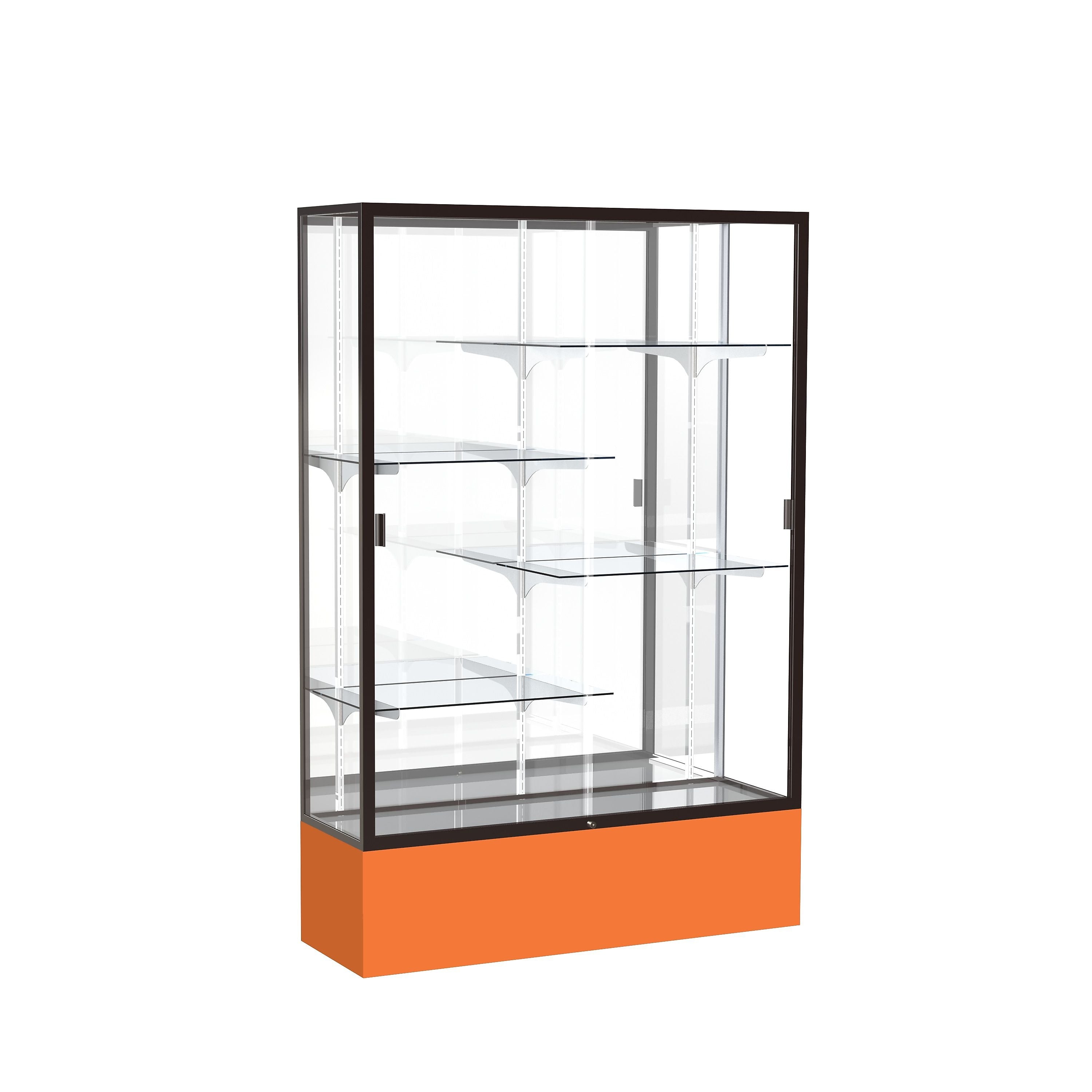 Ghent Spirit 48"W x 72"H x 16"D Floor Case, Mirror Back, Dk. Bronze Finish, Orange Base