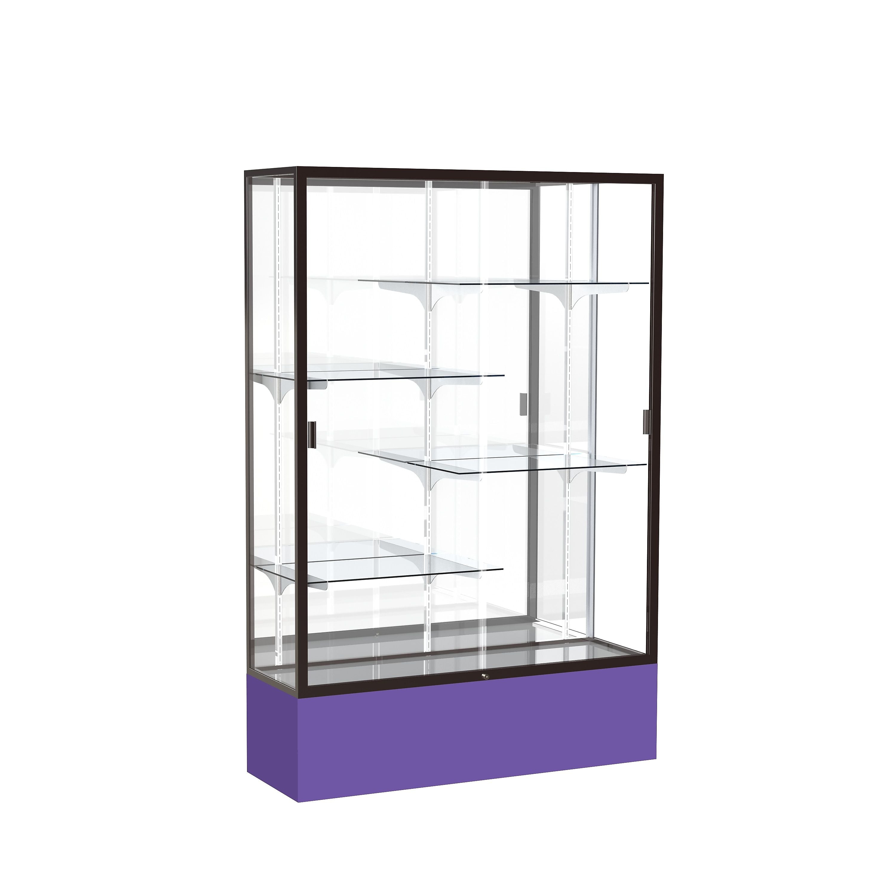 Ghent Spirit 48"W x 72"H x 16"D Floor Case, Mirror Back, Dk. Bronze Finish, Purple Base