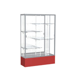 Ghent Spirit 48"W x 72"H x 16"D Floor Case, Mirror Back, Satin Finish, Red Base